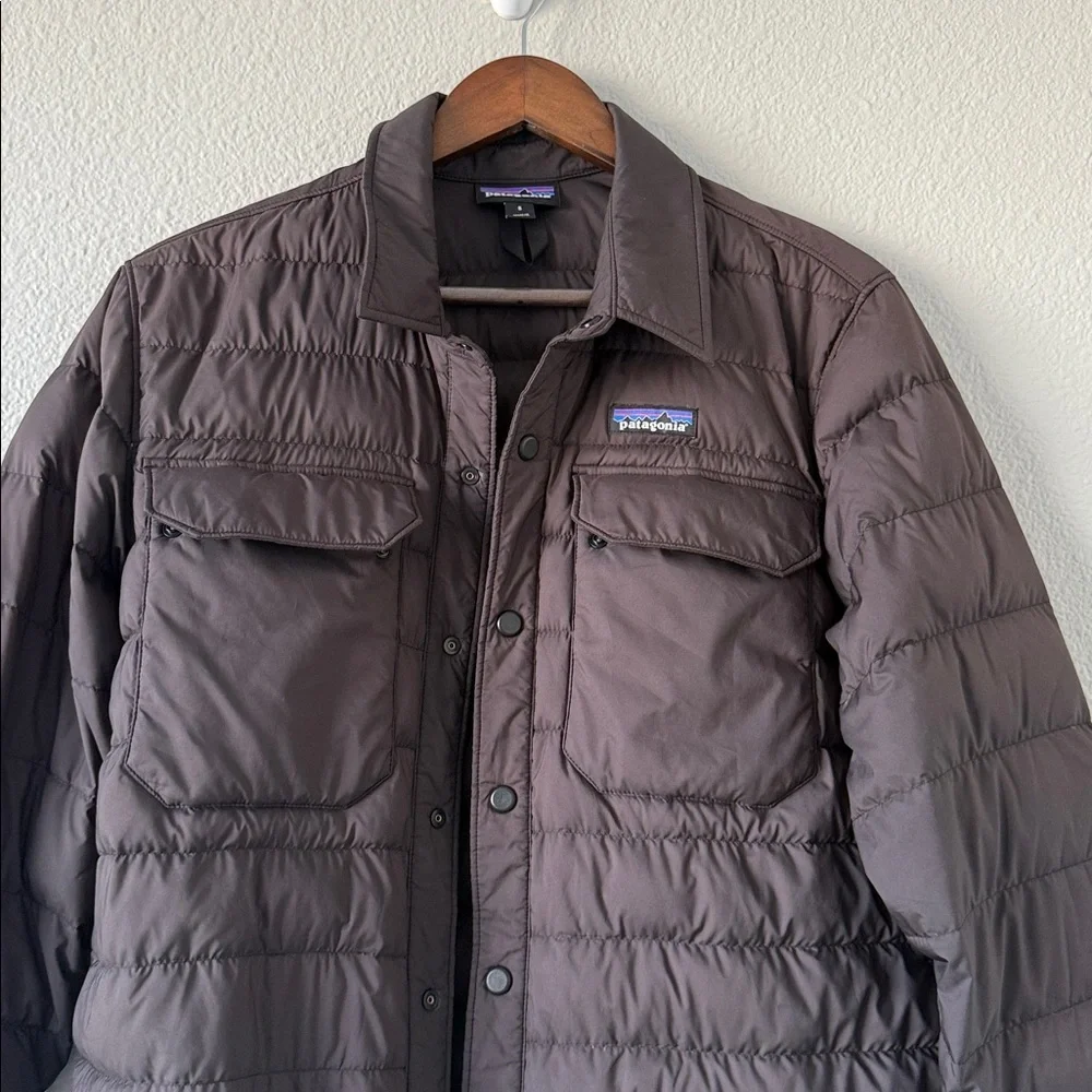 Patagonia Mens Black Silent Down Snap Button Down Puffer Shirt‎ Jacket Small